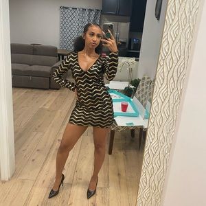 Black & Gold Beaded Party Dress